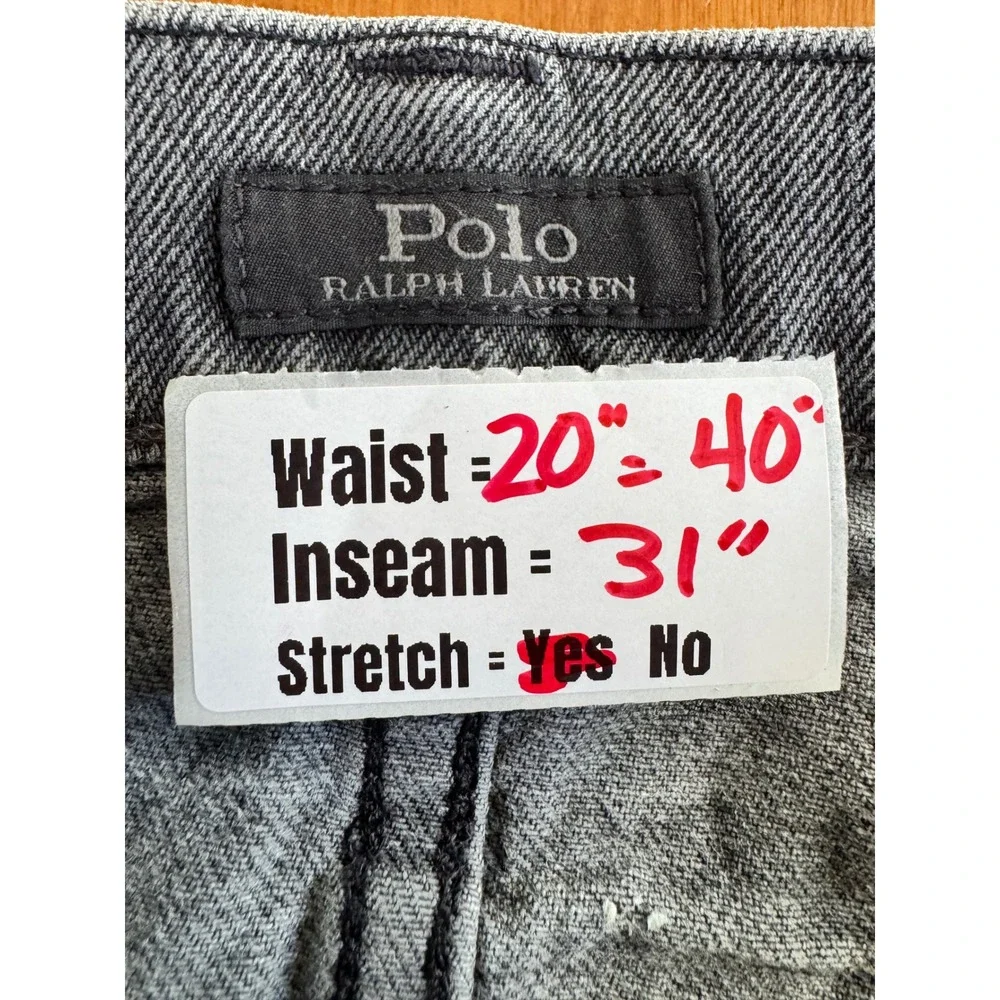 Polo‎ Ralph Lauren Mens Washed Black Denim Jeans 40x30 Stretch Straight Leg